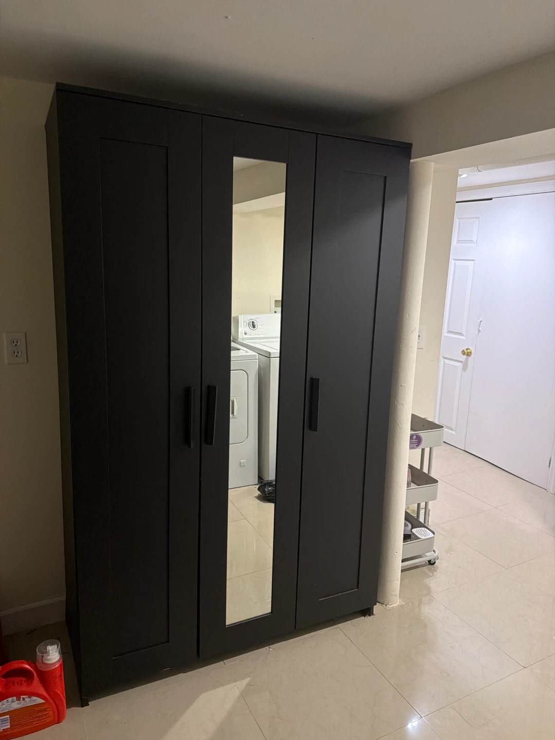 Black Wardrobe with Mirror