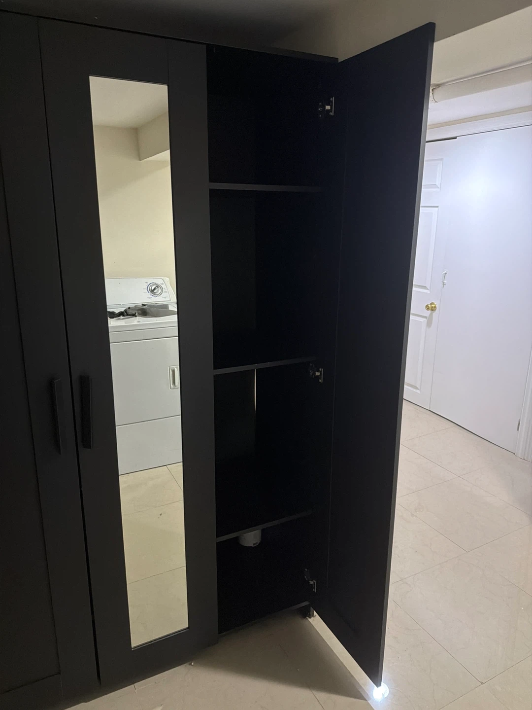 Black Wardrobe with Mirror - photo 2