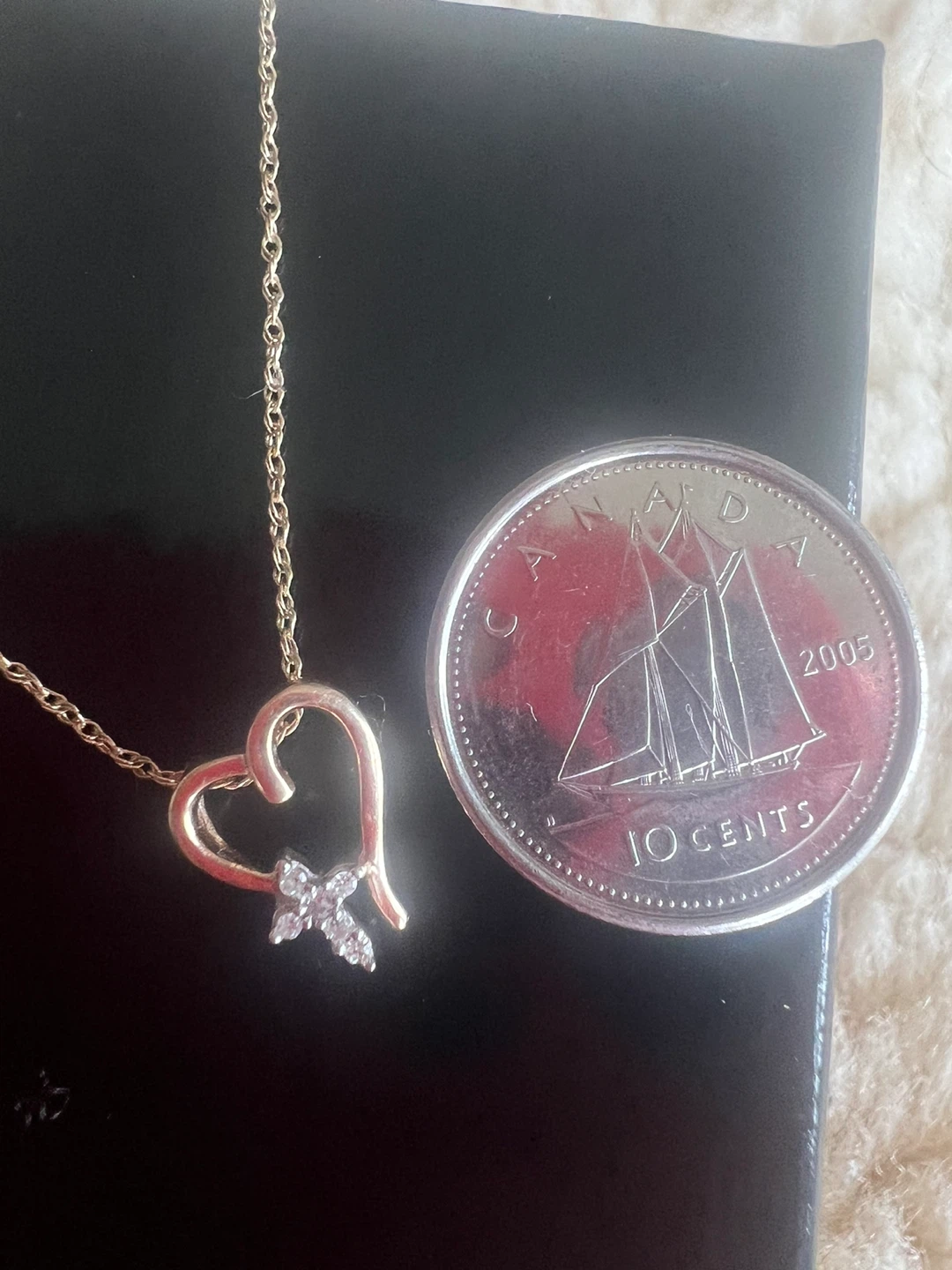 10 k Gold Heart & Cross Necklace with Diamonds