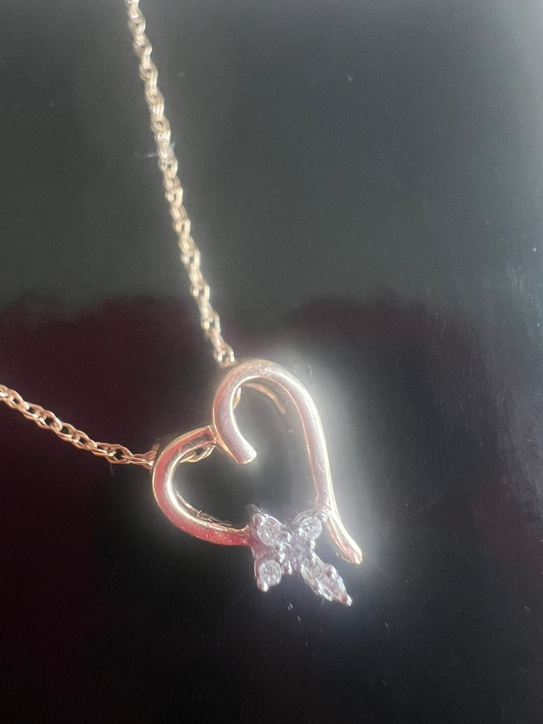 10 k Gold Heart & Cross Necklace with Diamonds - photo 2