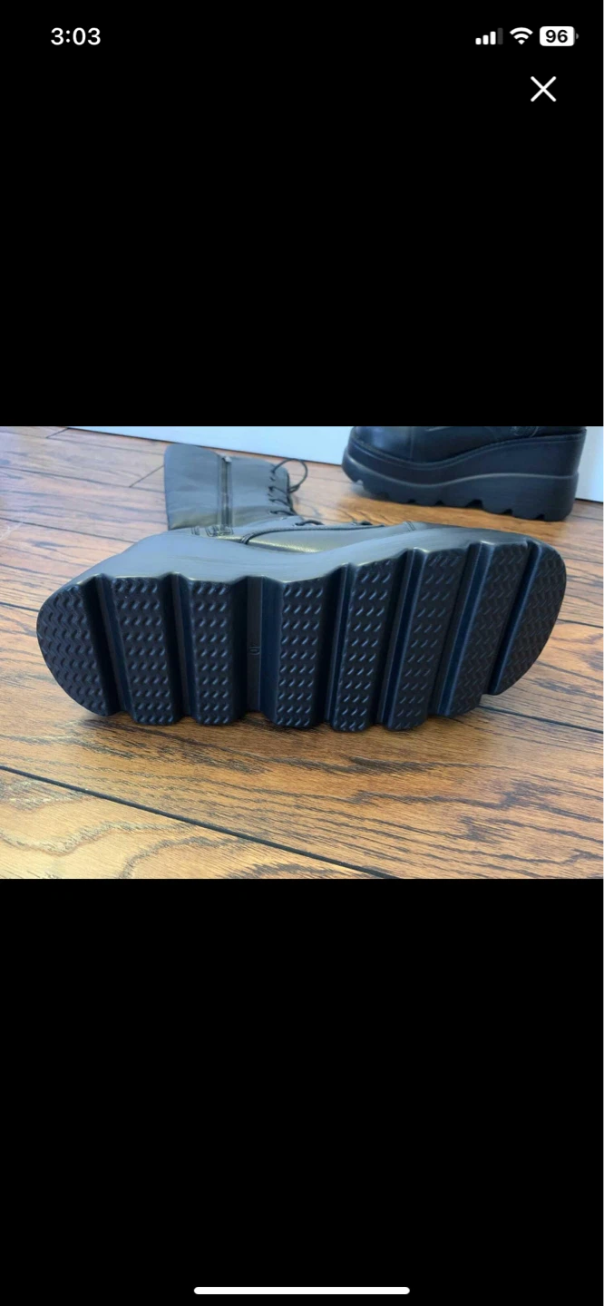 Brand New platform combat boots, lace up and zip, size 8 - photo 3