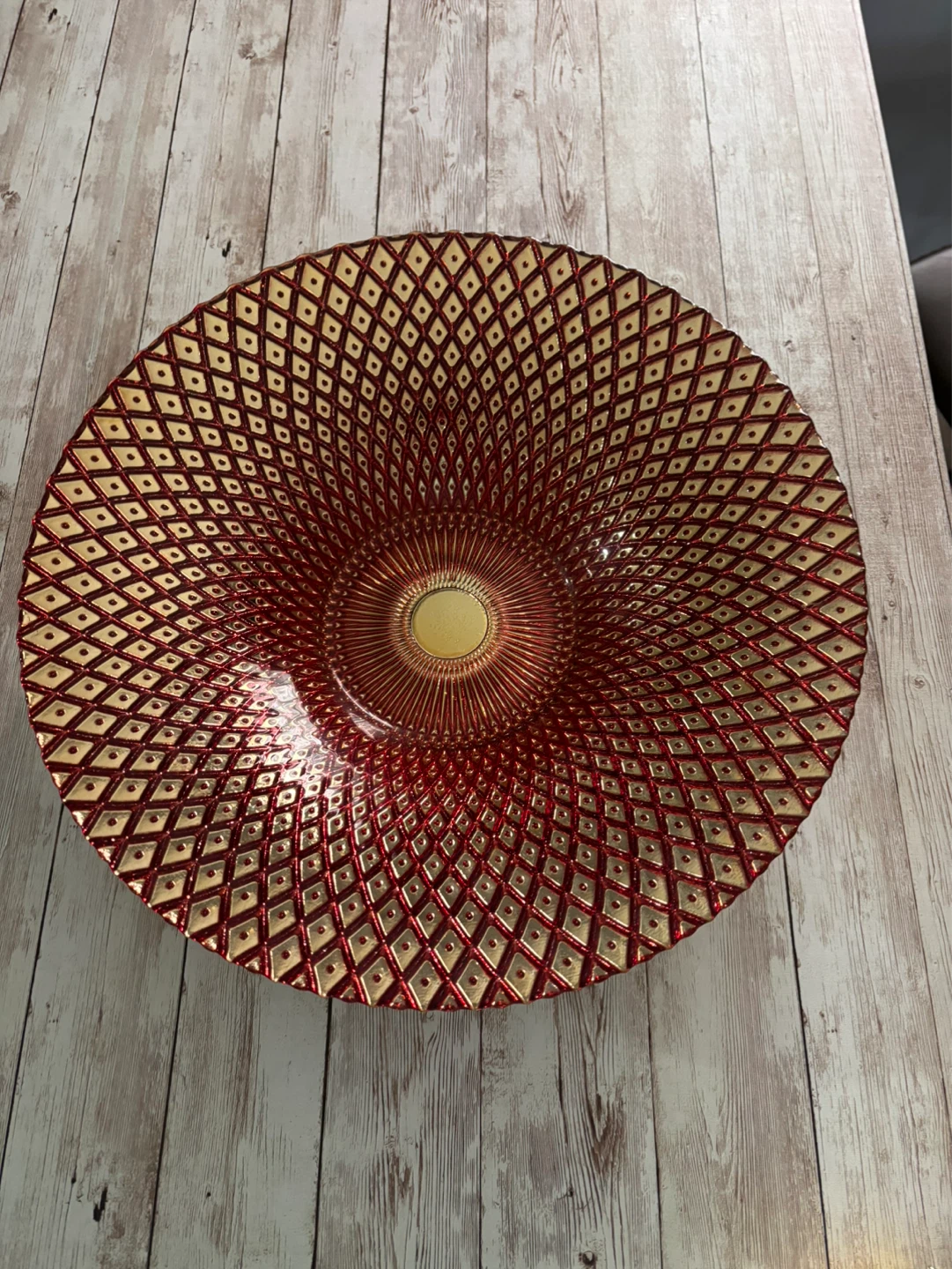 Decorative Red and Gold Serving Bowl