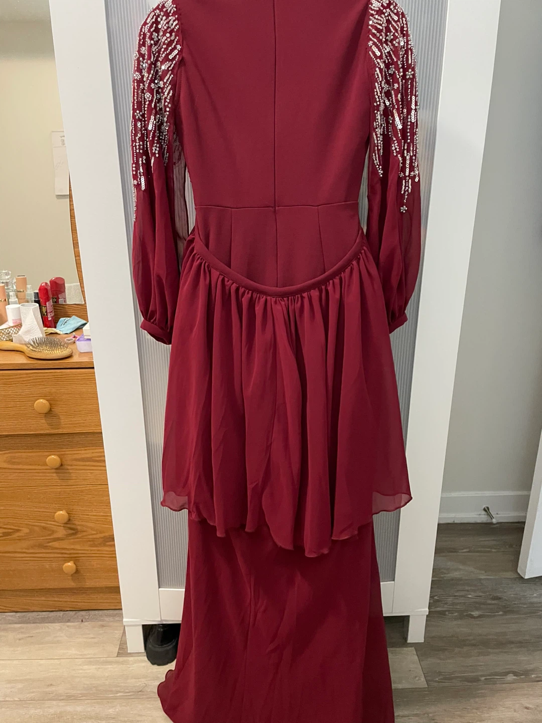 Burgundy Beaded Formal Dress - photo 2