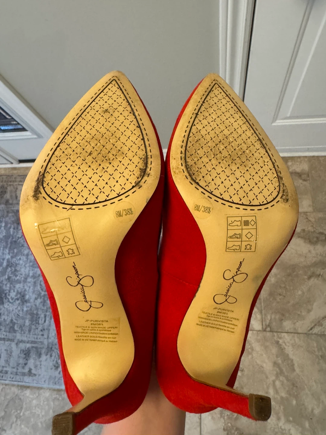 Jessica Simpson Red Suede Heels - Size 8.5 - photo 4