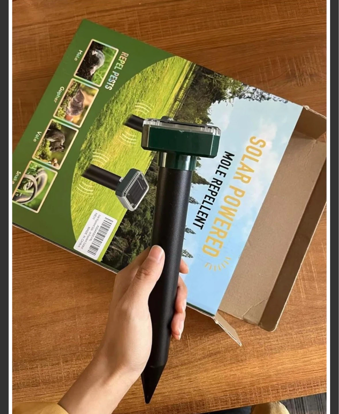 Solar Powered Mole Repellent-8 in box