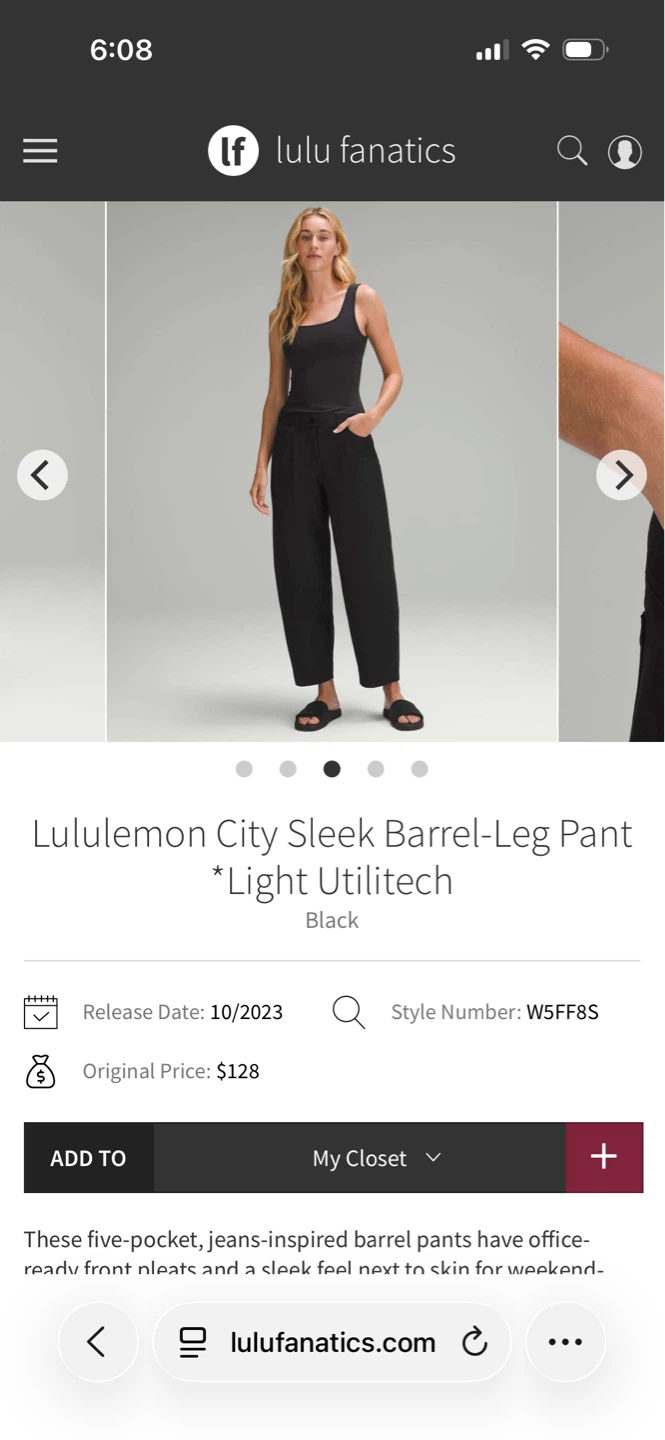 Lululemon City Sleek Barrel-Leg Pant Black - photo 5