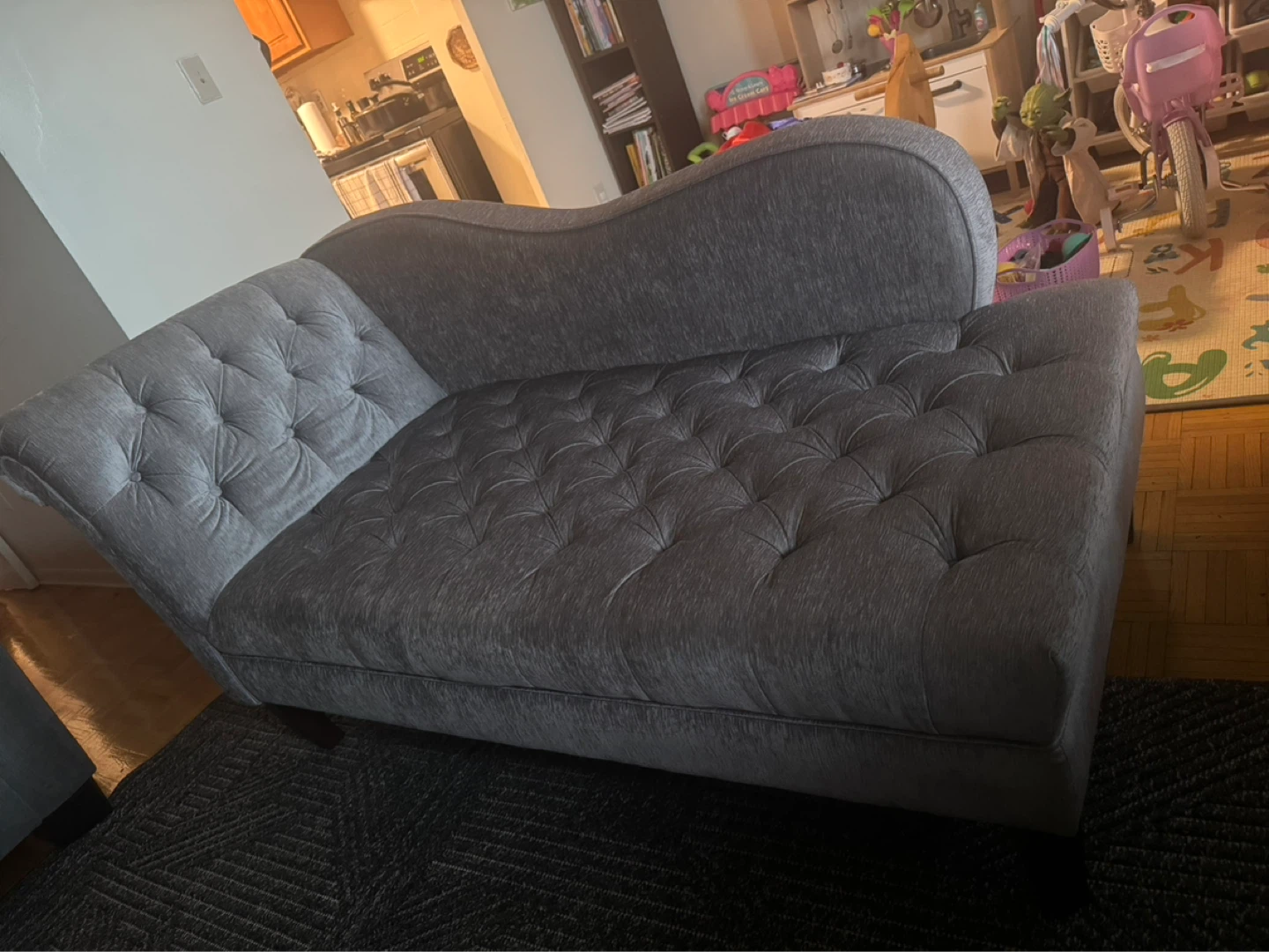 Grey Tufted Chaise Lounge