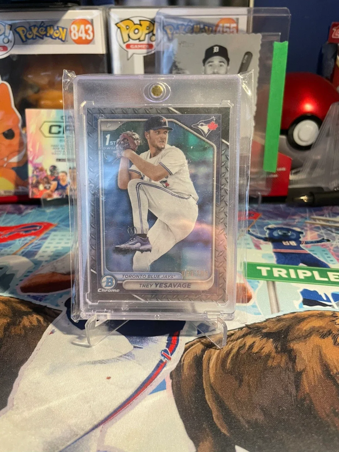 Trey Yesavage 1st Bowman Chrome /100 metallic blue jays