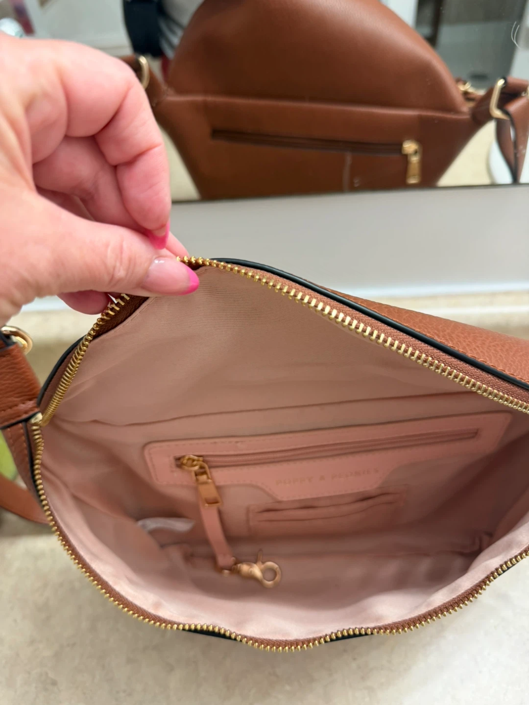Poppy & Peonies Brown Faux Leather Fanny Pack/Crossbody Bag - photo 2