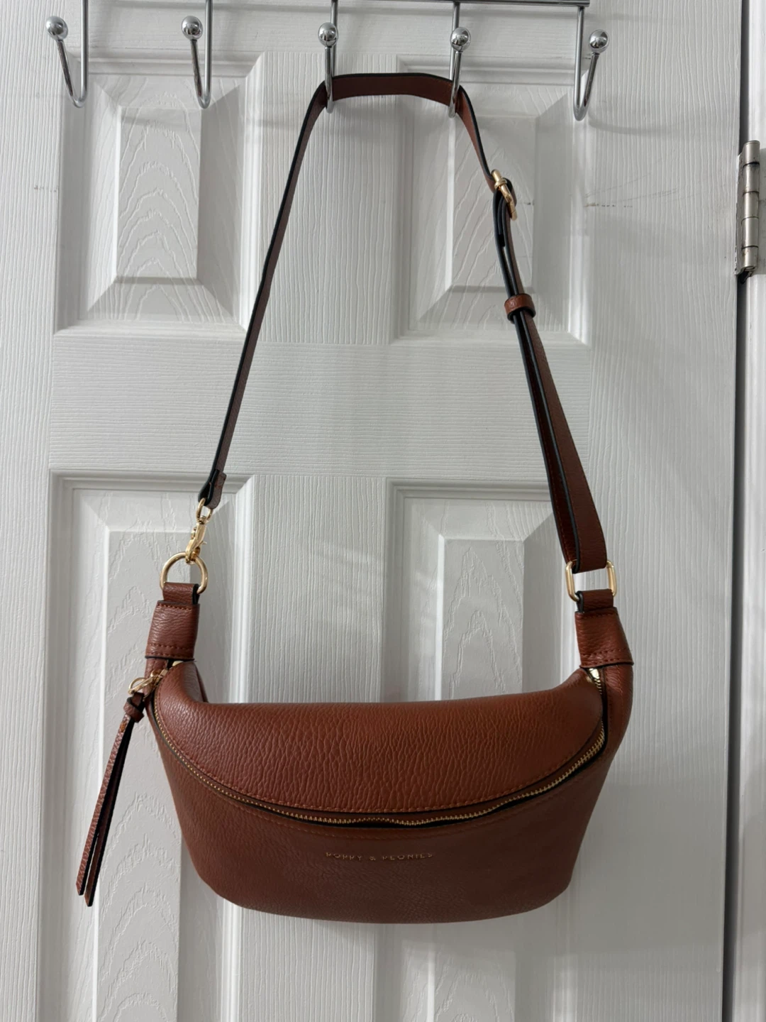 Poppy & Peonies Brown Faux Leather Fanny Pack/Crossbody Bag