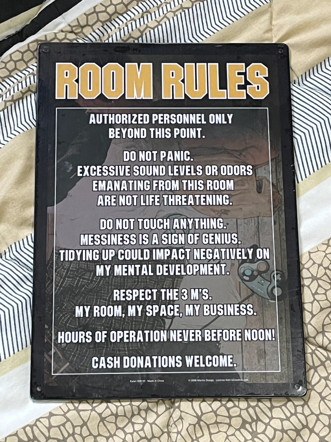 Room Rules Metal Sign