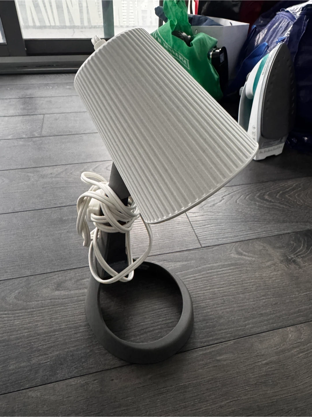 White Ribbed Table Lamp