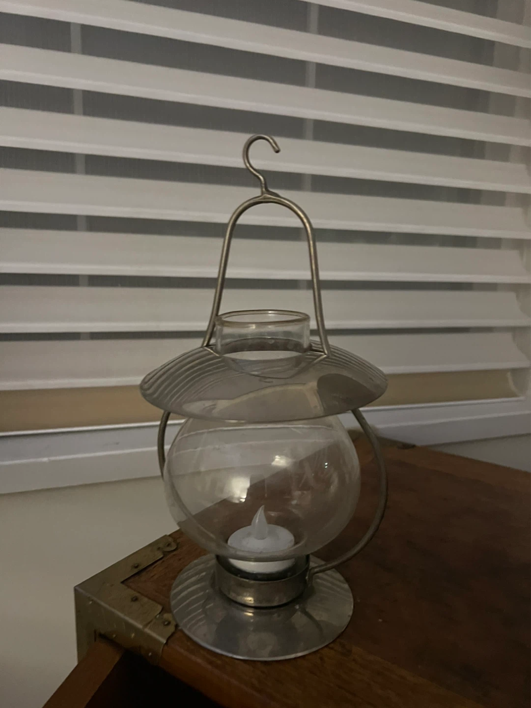 Silver plated Decorative Lantern with LED Candle
