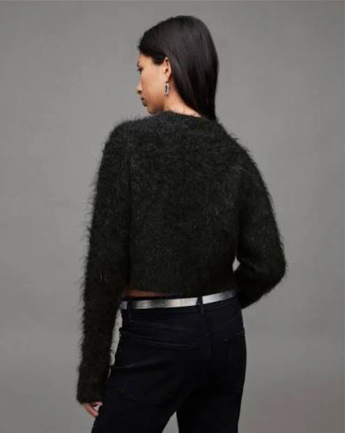 AllSaints Black Cropped Fuzzy Cardigan - photo 4