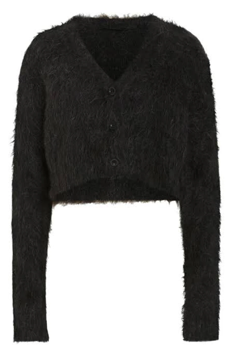 AllSaints Black Cropped Fuzzy Cardigan - photo 5