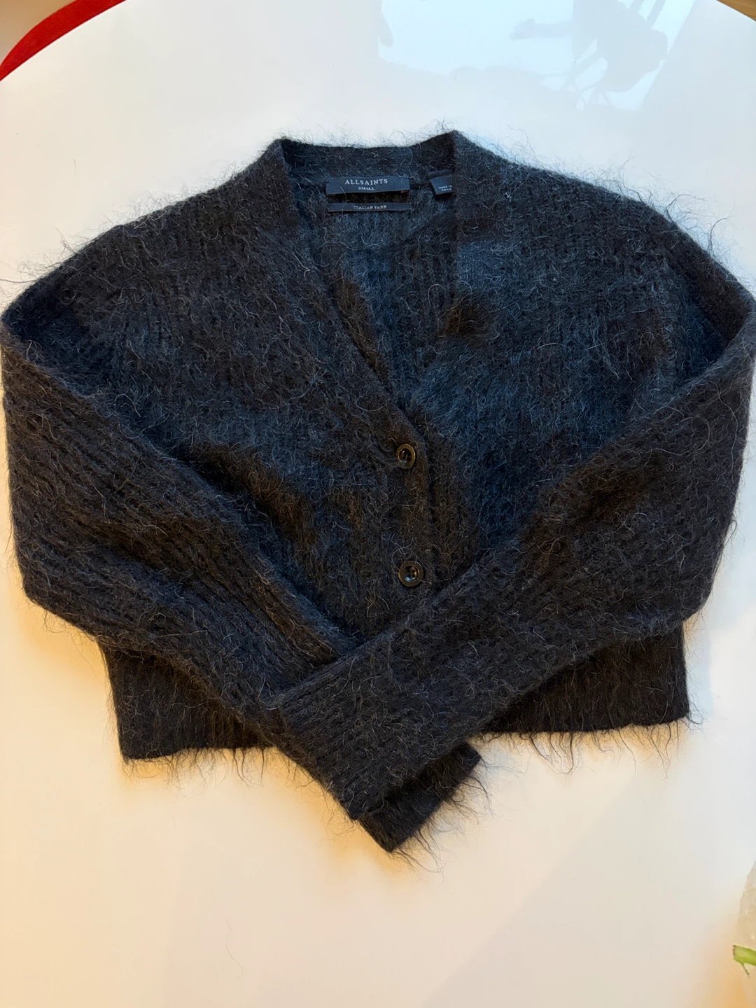 AllSaints Black Cropped Fuzzy Cardigan - photo 3