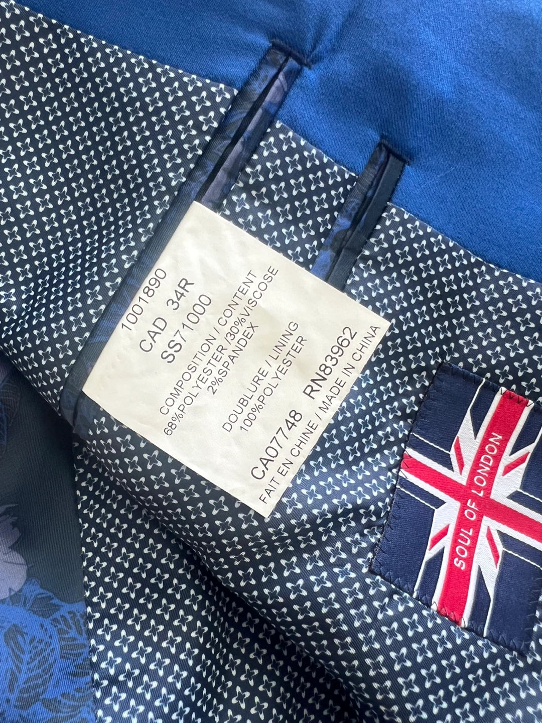 Soul of London Blue Suit - Size CAD 34R Men’s Small - photo 5