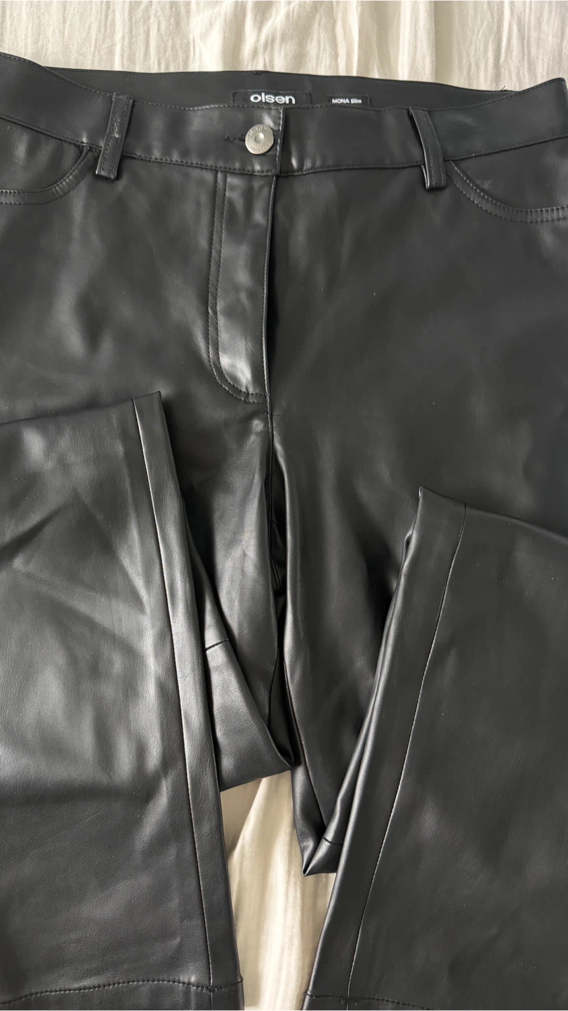 Olsen Mona Slim Faux Leather Pants Black Size 10