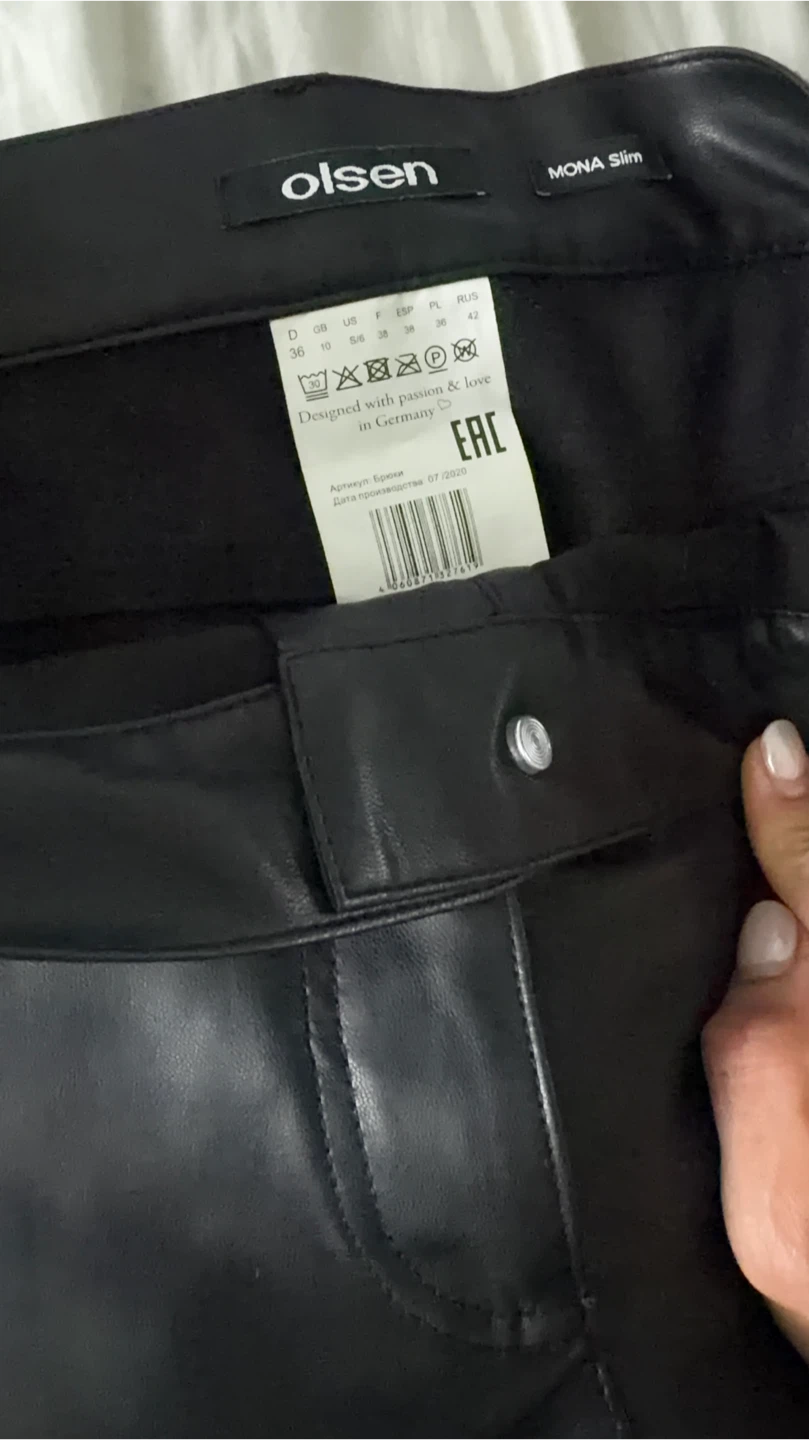 Olsen Mona Slim Faux Leather Pants Black Size 10 - photo 2
