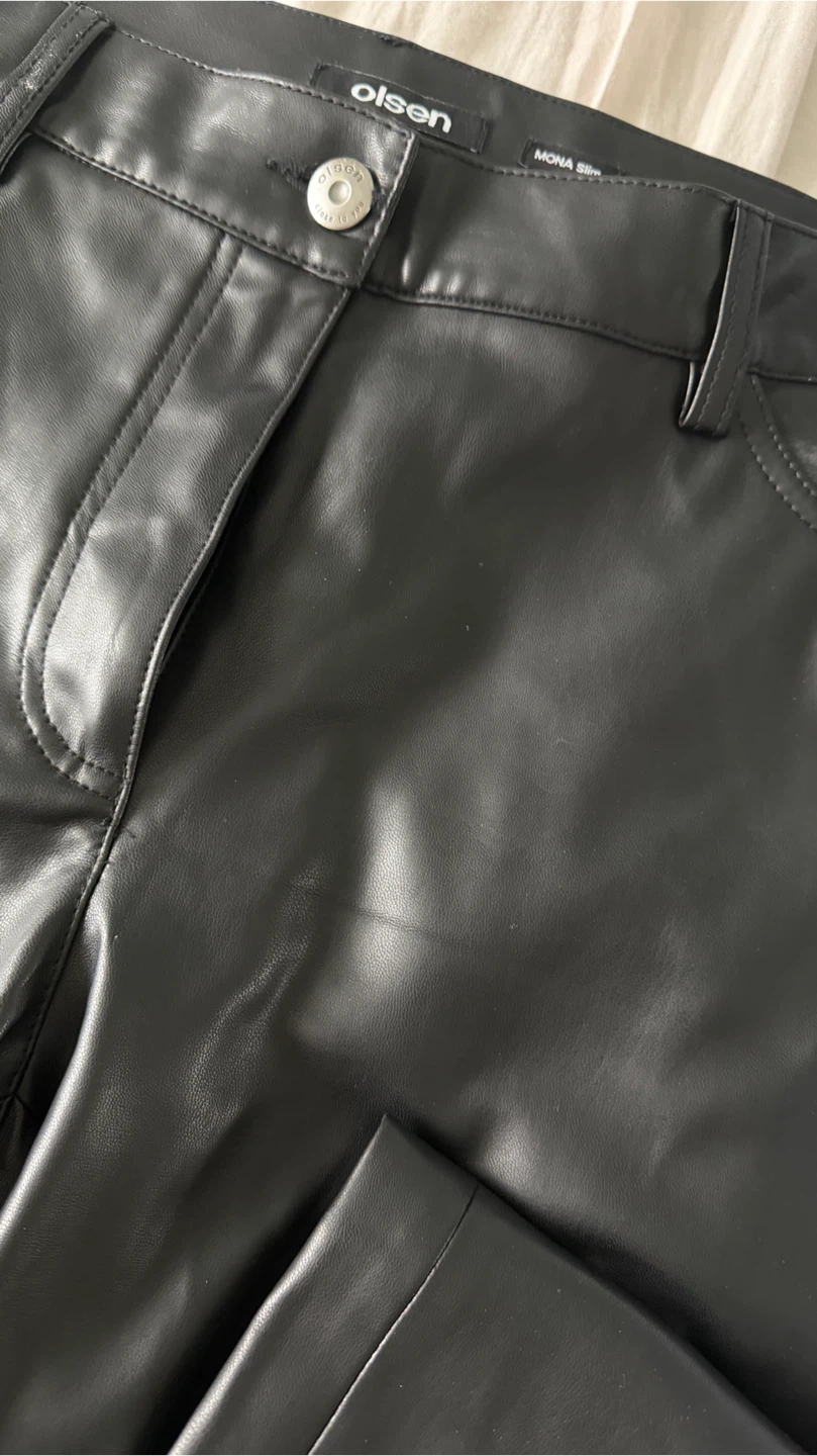 Olsen Mona Slim Faux Leather Pants Black Size 10 - photo 5