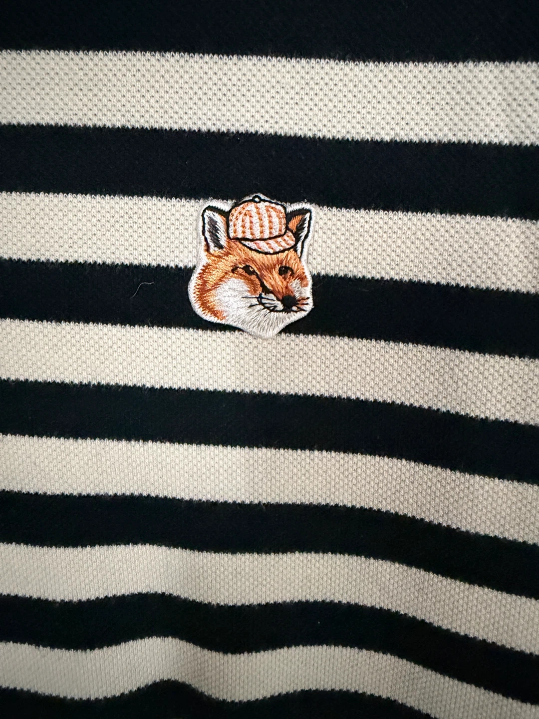 Maison Kitsuné Fox Head Striped Polo Shirt - photo 3