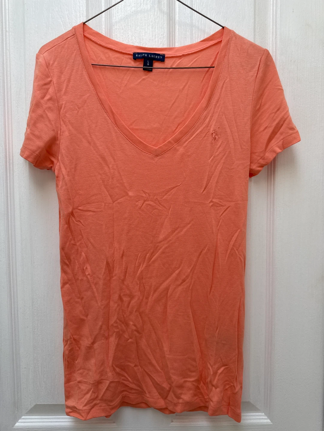 Ralph Lauren Orange V-Neck T-Shirt women’s large
