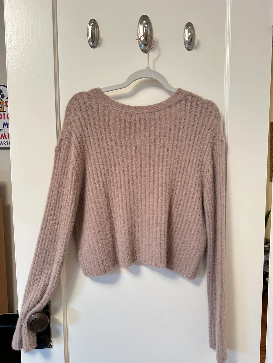 korean soft fuzzy pink cardigan S - photo 2