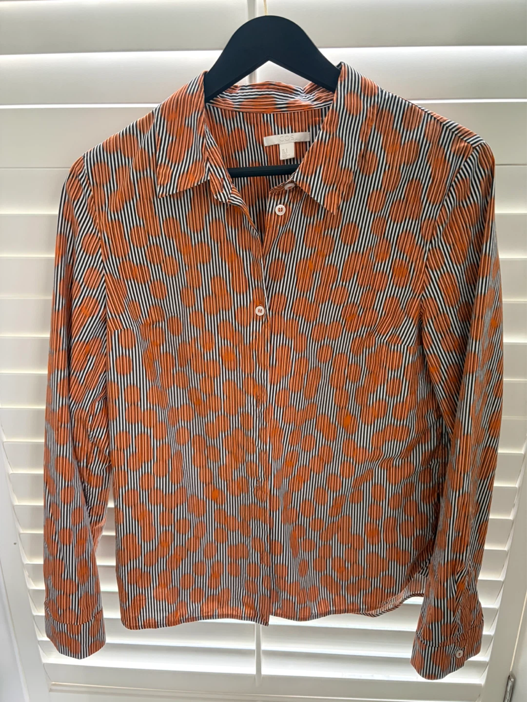 COS Collection of Style Orange Striped Button-Up Shirt