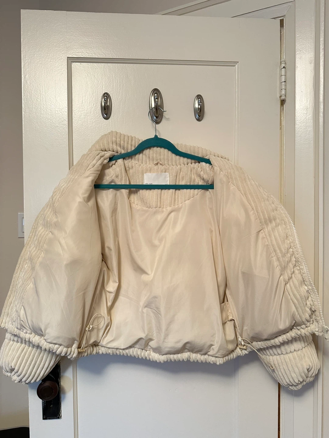 oak + fort white corduroy puffer jacket XS - photo 4