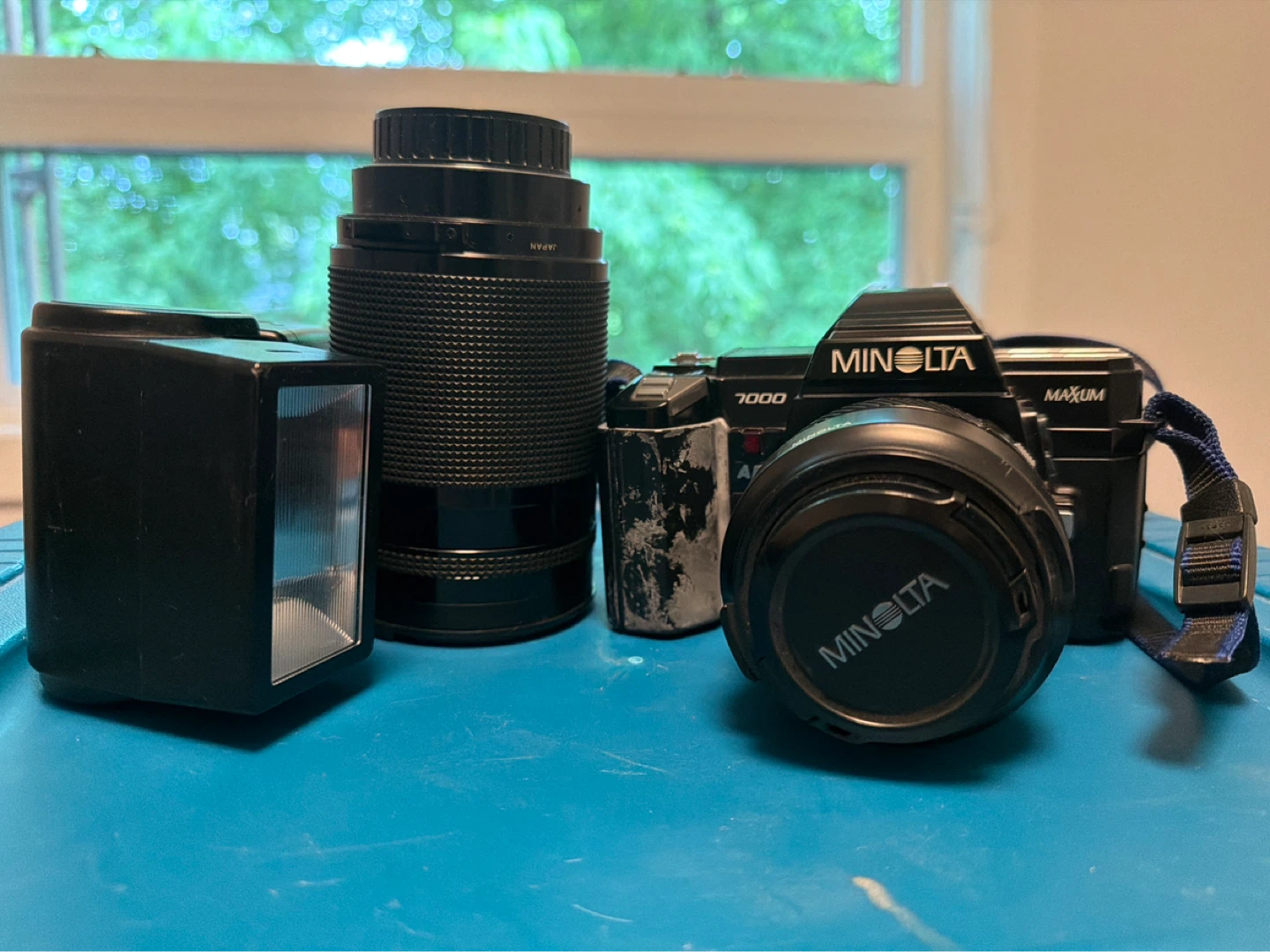 Minolta Maxxum 7000 Camera with Lens, Flash, and Film