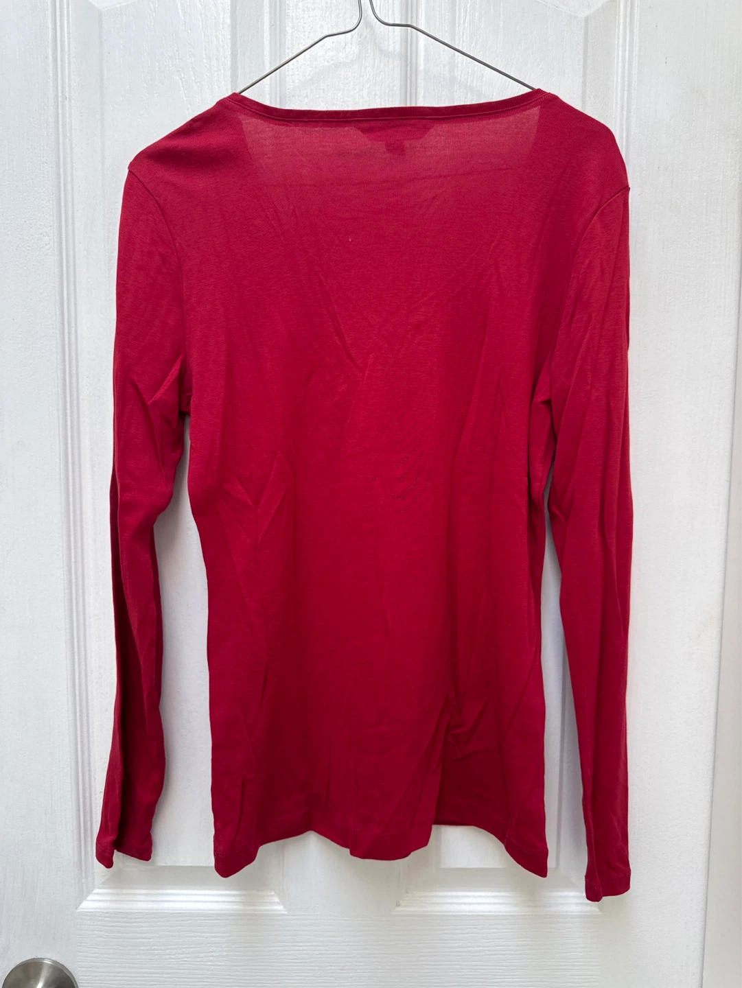 Lauren Ralph Lauren Red V-Neck Long Sleeve Shirt women’s medium - photo 2