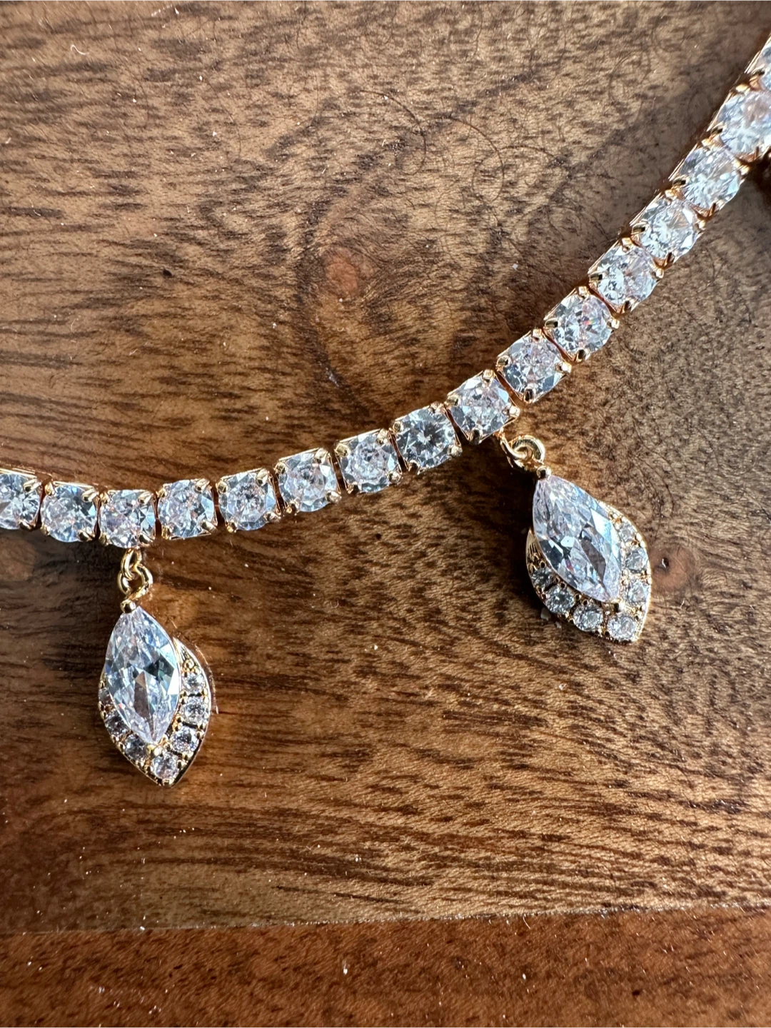 Tennis Necklace with Marquise Dangle Charms - photo 2