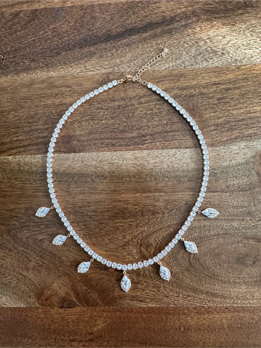 Tennis Necklace with Marquise Dangle Charms