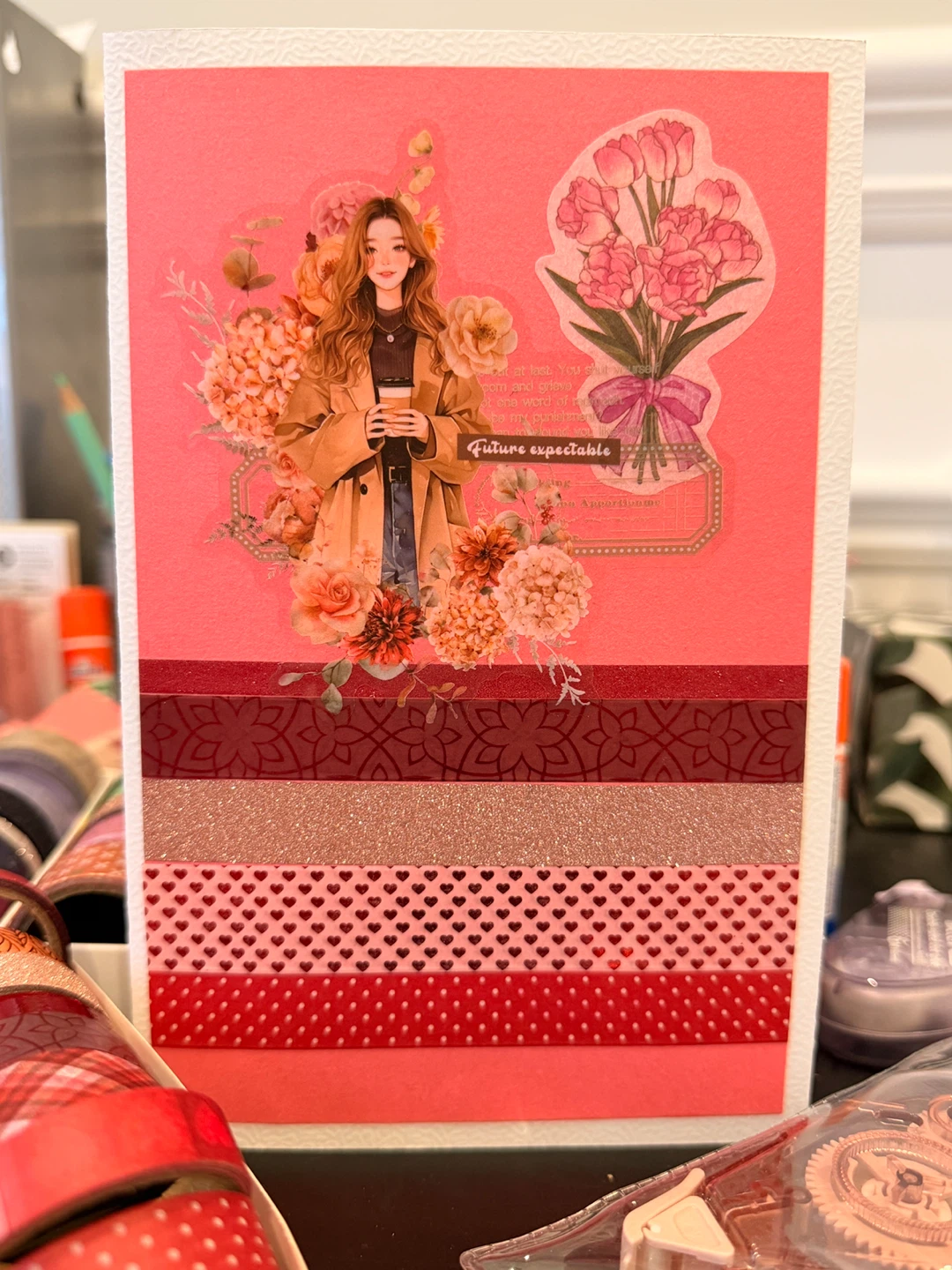 Pink Floral Washi Tape Card - photo 2