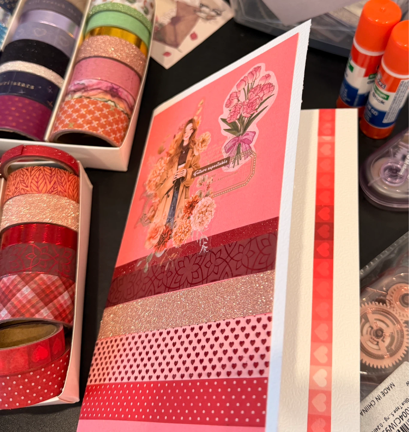 Pink Floral Washi Tape Card - photo 3