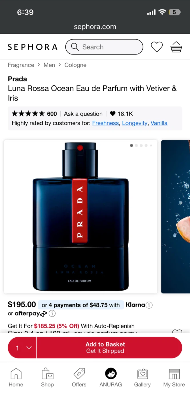 Prada Luna Rossa Ocean Eau de Toilette 100ml (Sealed) - photo 2