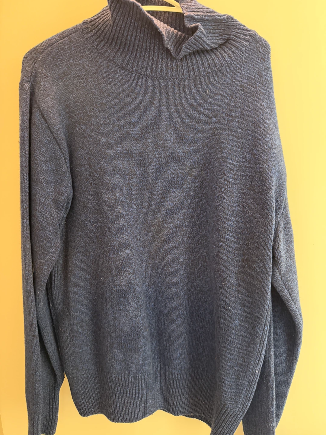 Oliver Spencer Lambs Wool Blue Mock Neck Sweater