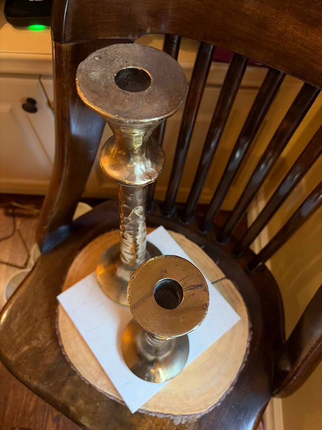 Set of 2 Tall Hammered Gold Candlesticks - photo 2