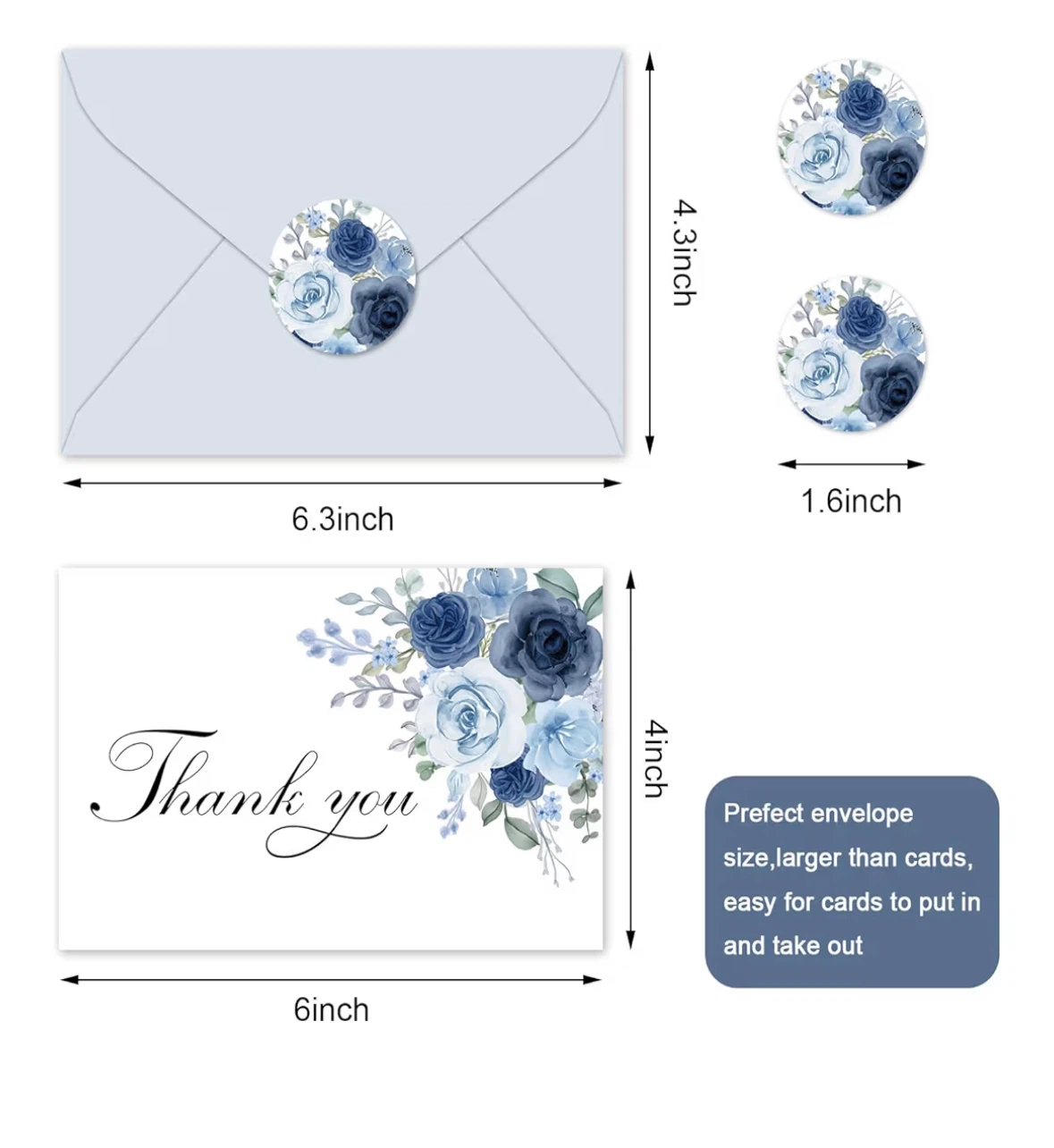 36 thank you cards with envelope and stickers - photo 2