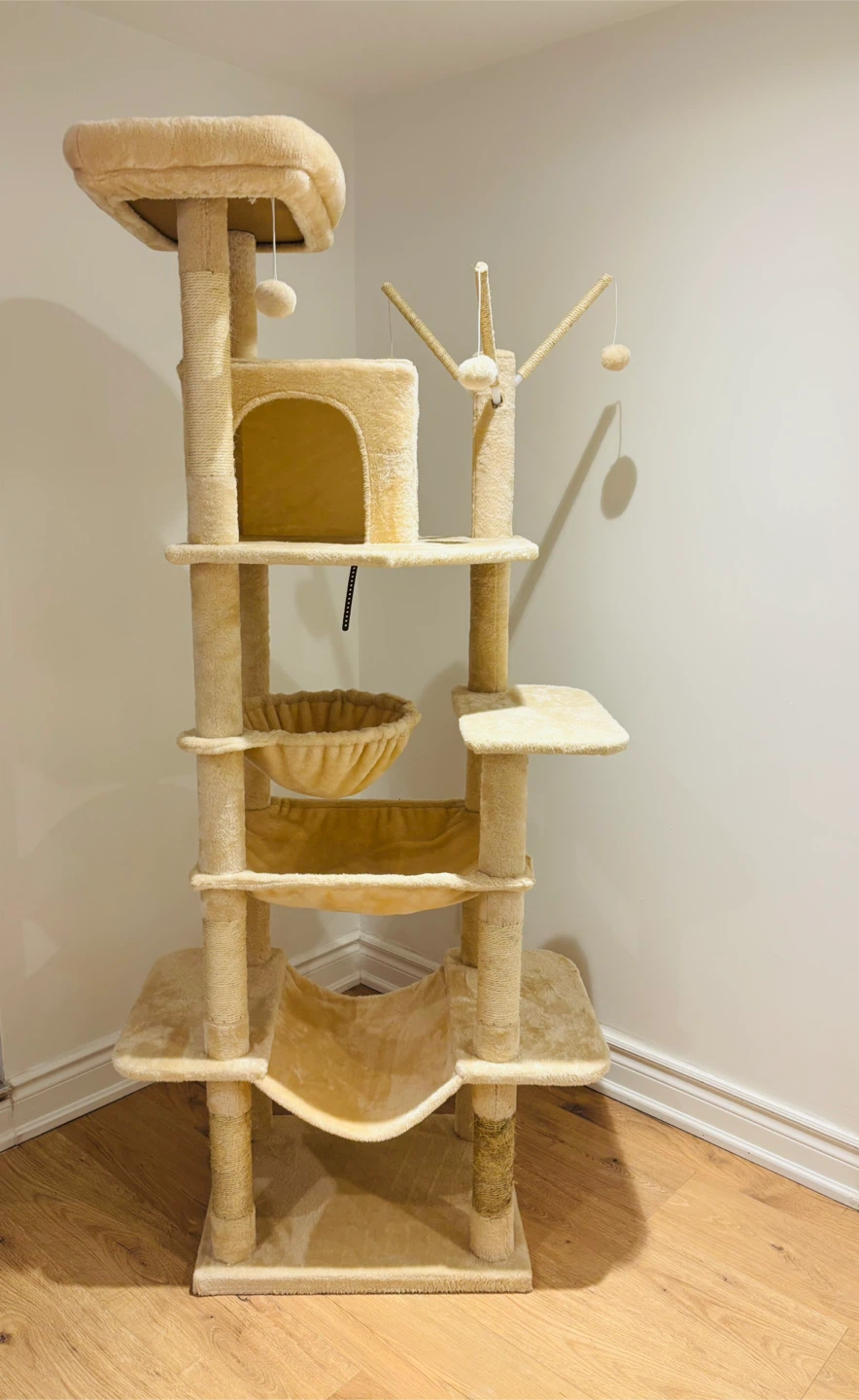 Multi-Level Cat Tree Condo with Hammocks and Dangling Toys