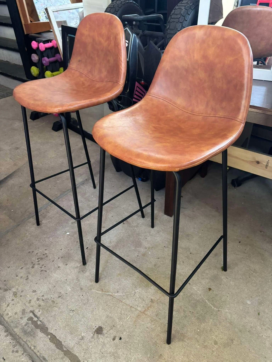 Set of 2 Brown Faux Leather Bar Stools - photo 3