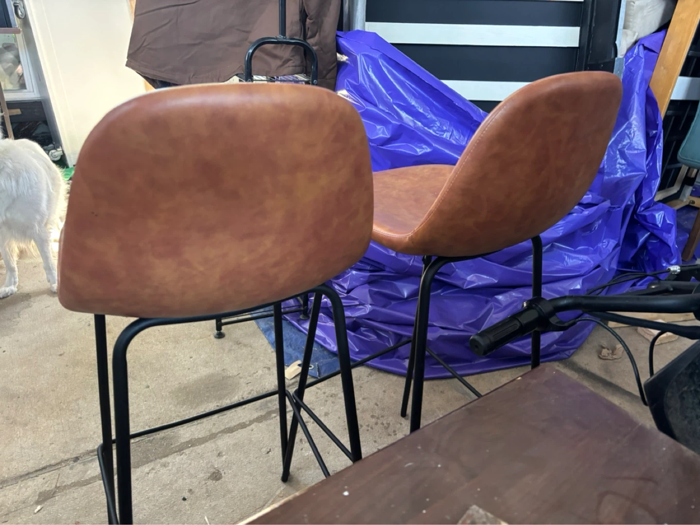 Set of 2 Brown Faux Leather Bar Stools - photo 4