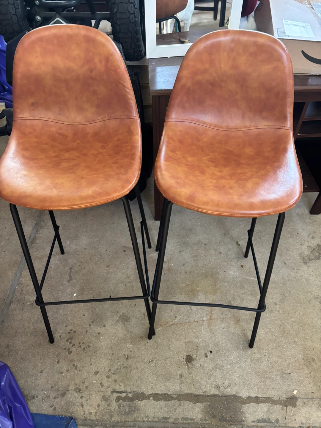 Set of 2 Brown Faux Leather Bar Stools - photo 5