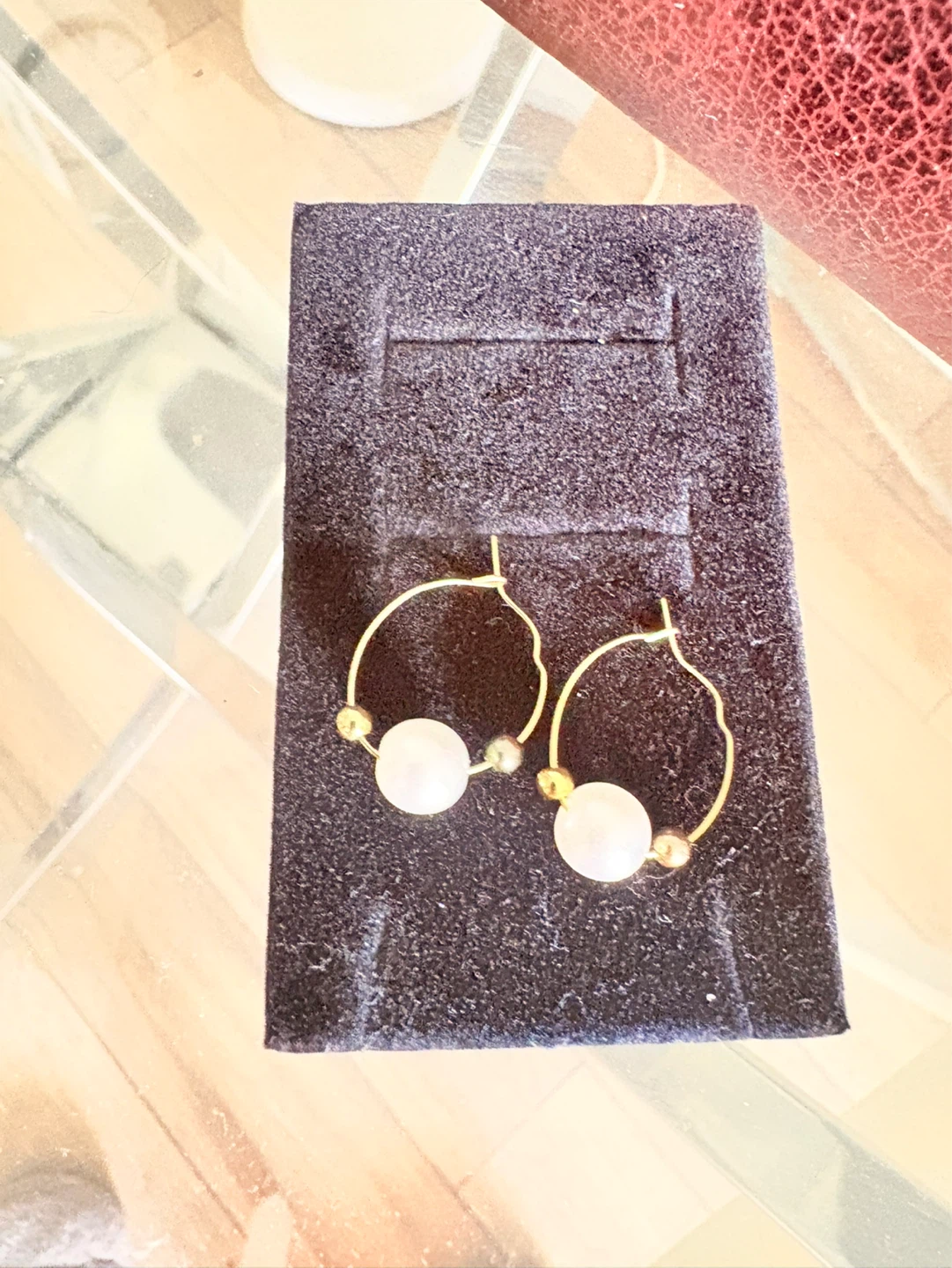 Gold Hoop Earrings with Pearls