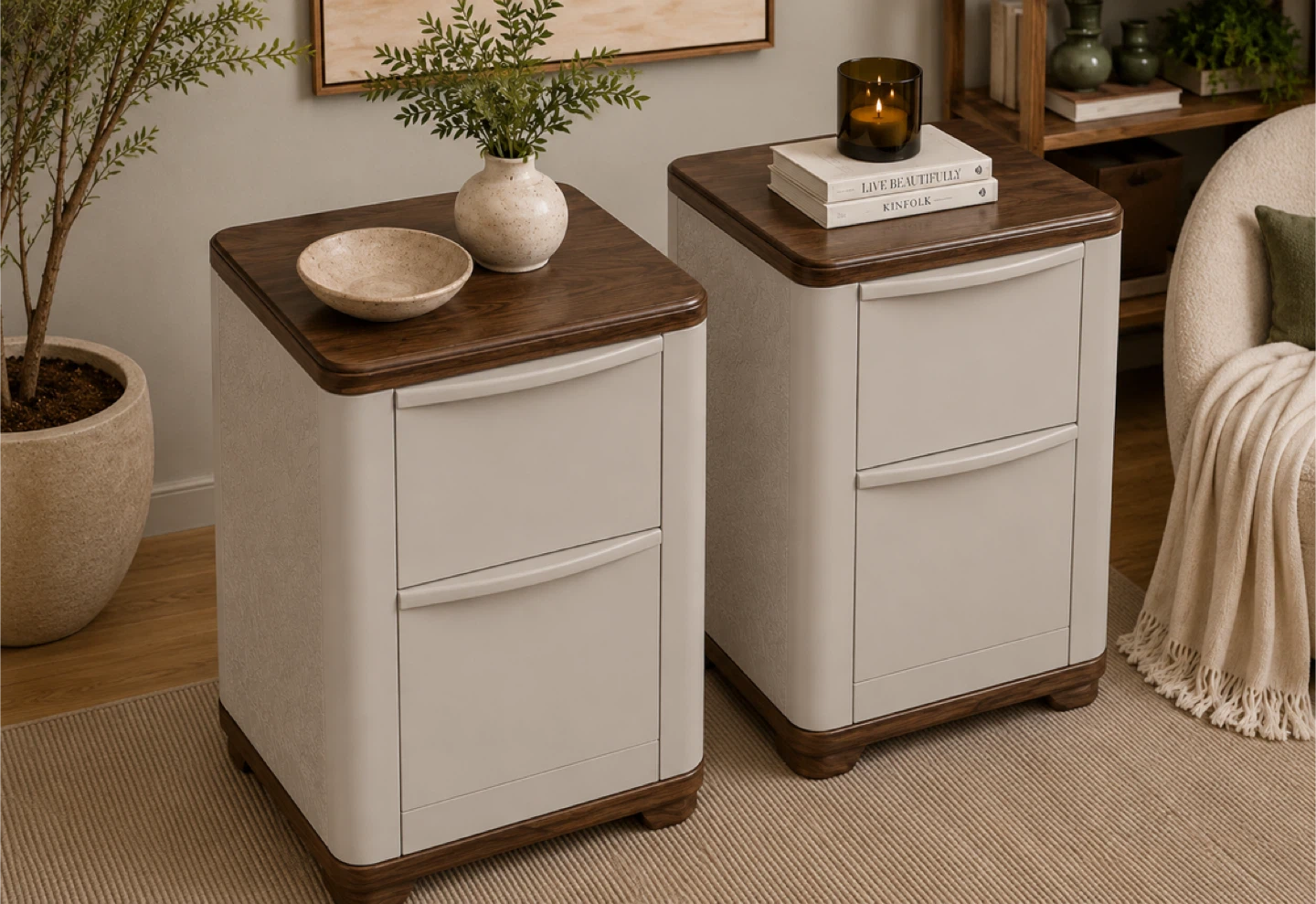 ✨ Refinished Modern Organic Nightstands – Pair ✨ - photo 4