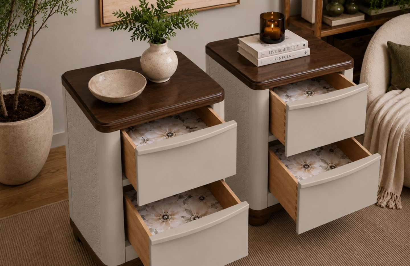 ✨ Refinished Modern Organic Nightstands – Pair ✨ - photo 5