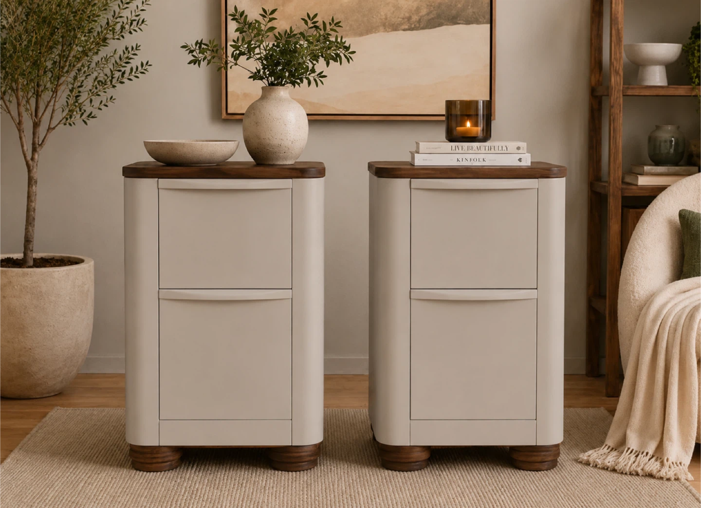 ✨ Refinished Modern Organic Nightstands – Pair ✨ - photo 3