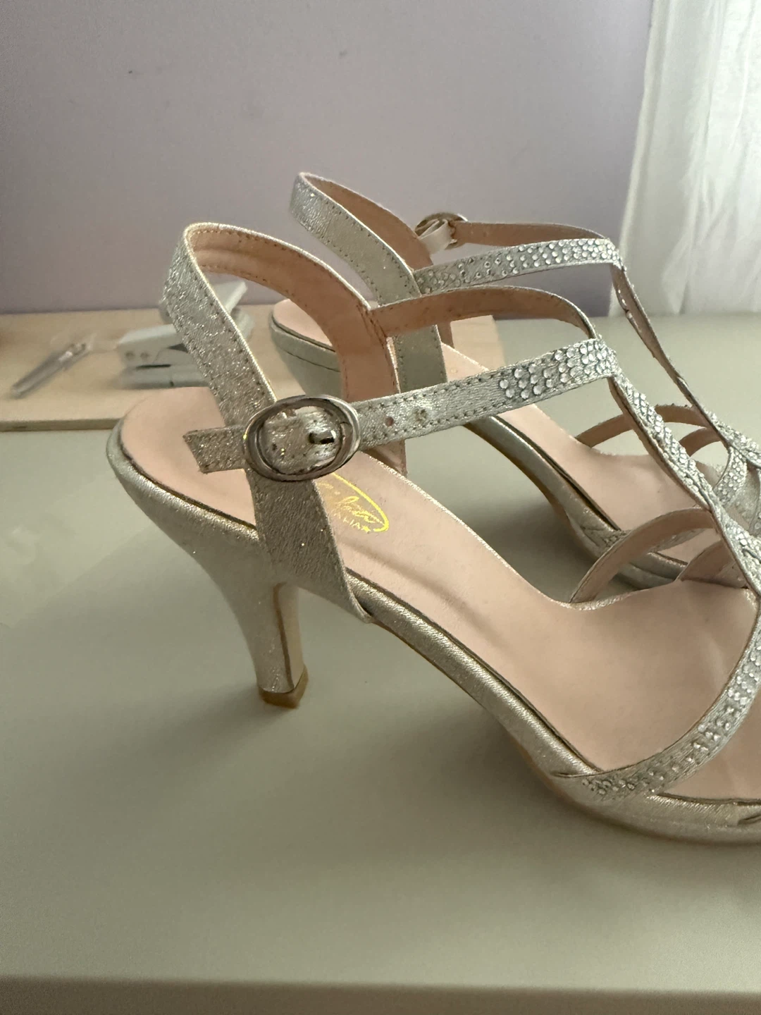 Bella Siba Italia Vintage Silver Sparkle Heels W6 - photo 4