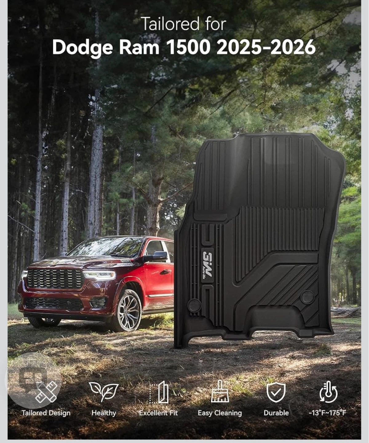3W Full TPE Healthy Mats for Dodge Ram 1500 2025-2026 - photo 2
