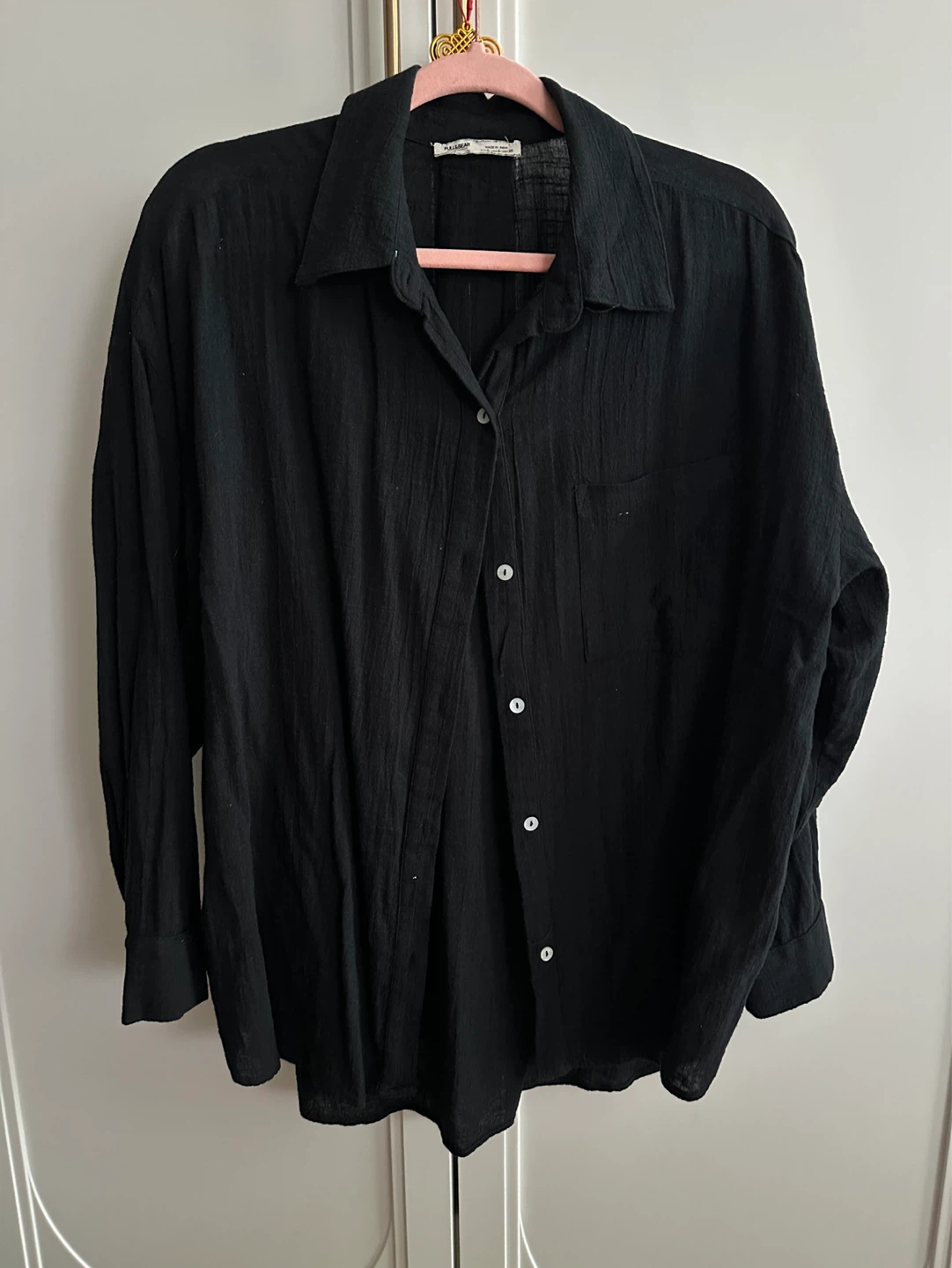 Pull & Bear Black Cotton Shirt - Size S